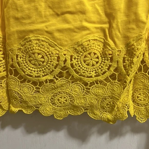 Lands' End Women's 3/4 Sleeve Crochet Hem Tunic Vibrant Sun - Picture 3 of 4